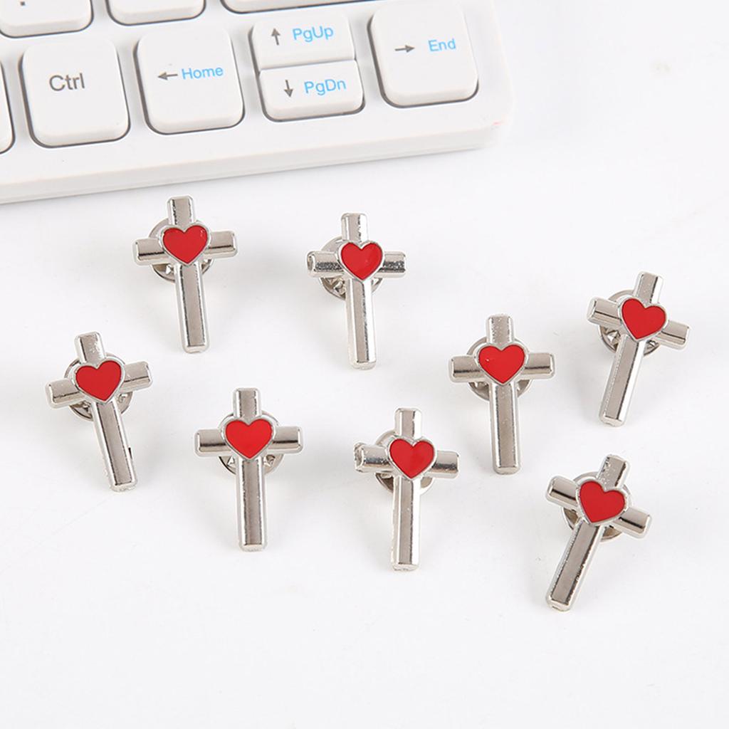 Pack of 10 Colorful Enamel Crosses and Heart Shape Pin for Fashion Accessory Styling Clothing Accessories
