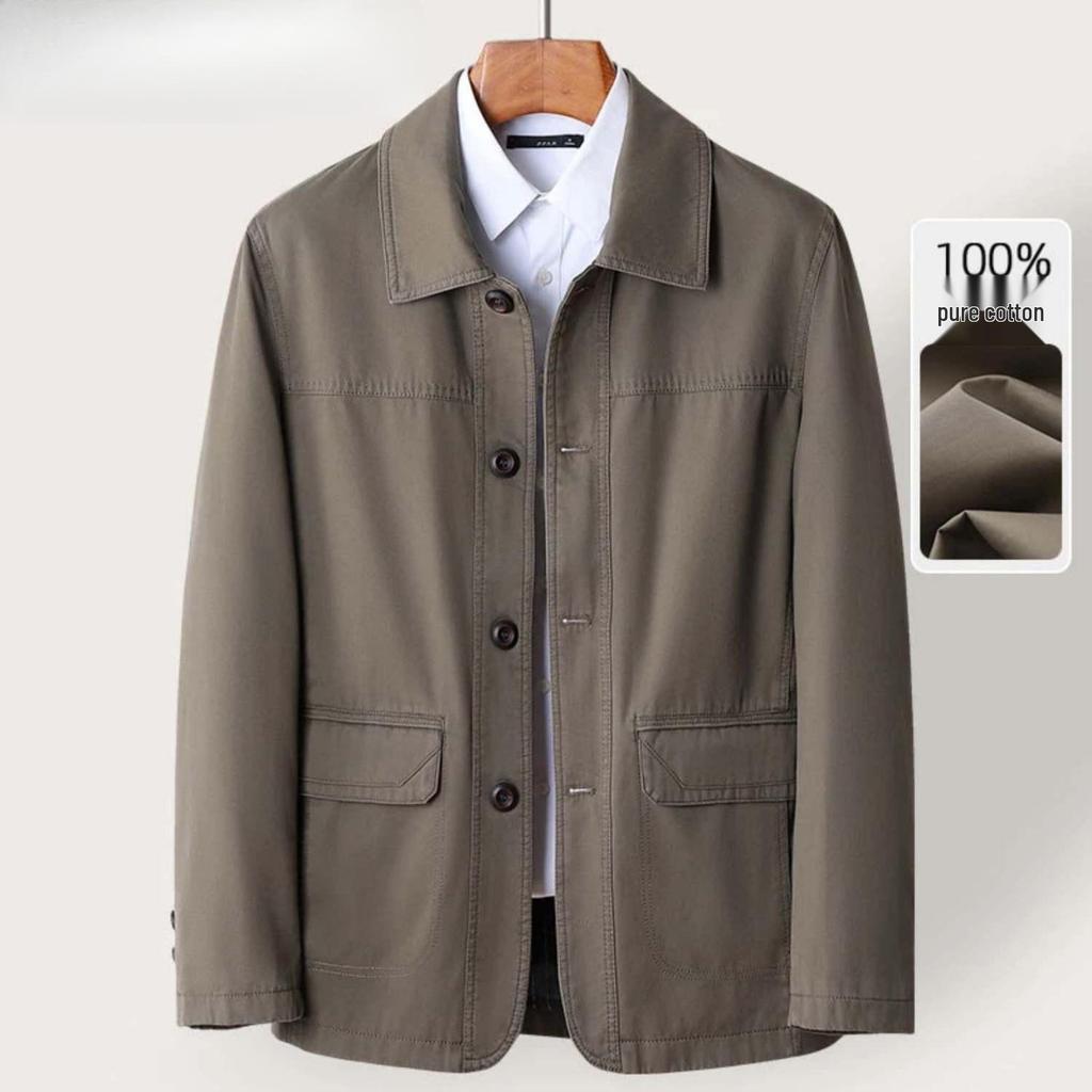Dad's Spring & Autumn Cotton Jacket for Middle-Aged & Elderly Men - Casual, Comfortable Grandpa's Top