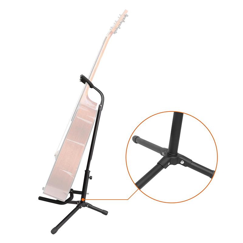 Supporto Pieghevole per Chitarra Regolabile in Altezza con Supporto Sicuro per Chitarre Acustiche, Elettriche, Basso e Banjo, Robusto, Nero