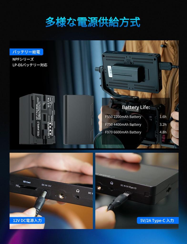 FEELWORLD F6 PLUS HDR SLR Field Monitor 1920x1080 IPS Full HD Touchscreen 4K with HDMI F750 6-inch Input/Output