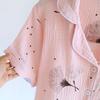 Summer New Three-piece Women's Pajamas Set 100% Cotton Crepe Short-sleeved + Shorts + Trousers Thin Women's
