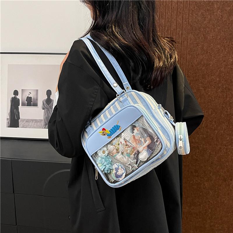Japanese Cute Transparent Pain Bag 2025 New Large-capacity Shoulder Crossbody Handbag Female Students Class Bag Tide