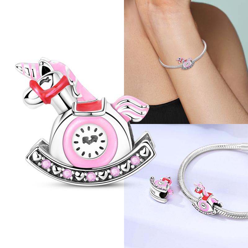 Copper Cute Colorful Unicorn Charms Beads Fit Original Bracele For Women Diy Bead For Matching Jewelry Making Gift