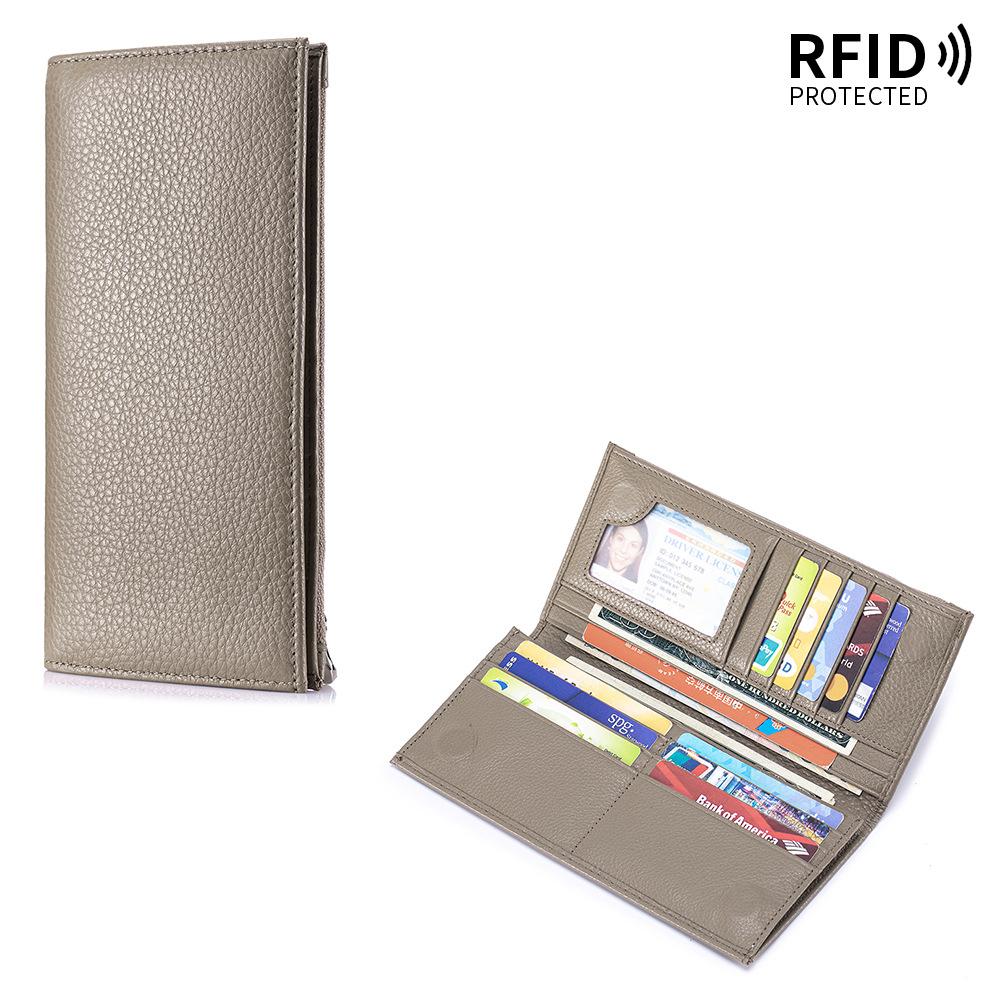 Bifold Slim Long Wallet for Men RFID-Blocking Thin Wallets with ID Window,Multi-Card Slots & Zipper Cash Pocket,Business Purse