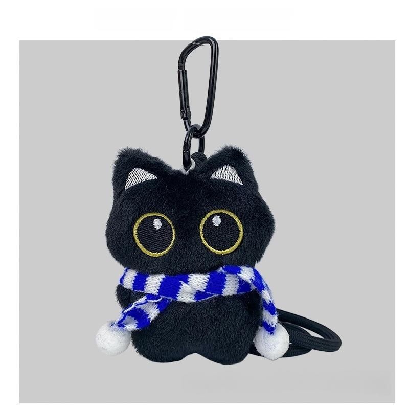1Pc New Cute Big Eyes Black Cat Squeezing Plush Toy Doll Small Pendant Ins Black Cat Doll Keychain For Boy Girl Birthday Gifts