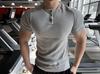 Men's Slim Fit Ribbed T-Shirt - Stretchy, Tight-Fitting, Round Neck, Short Sleeve, Muscle-Defining Fitness Tee