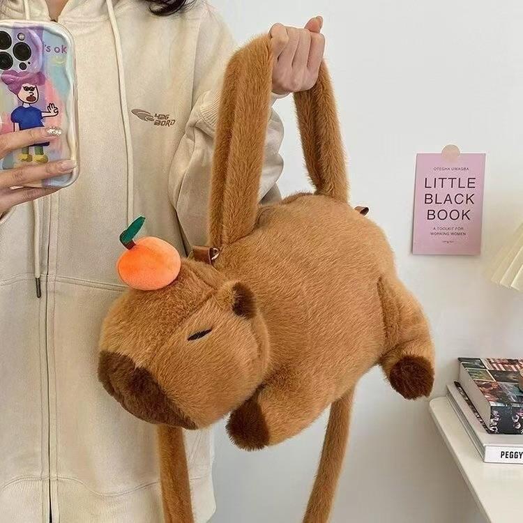 Fashionable Capybar Plush Toys Girls' Crossbody Bag for Girlfriends To Hold Flowers and Kapi Backpack Activity Gift Handbag