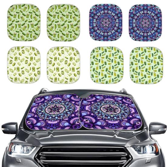2Pcs Plants Pattern Sun Shades Reflective Windshield Covers Foldable UV Protection Vehicles Sun Visor for Cars SUVs