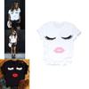 Trendy Women's Short Sleeve Graphic T-shirt With Black And White Print For Stylish Streetwear