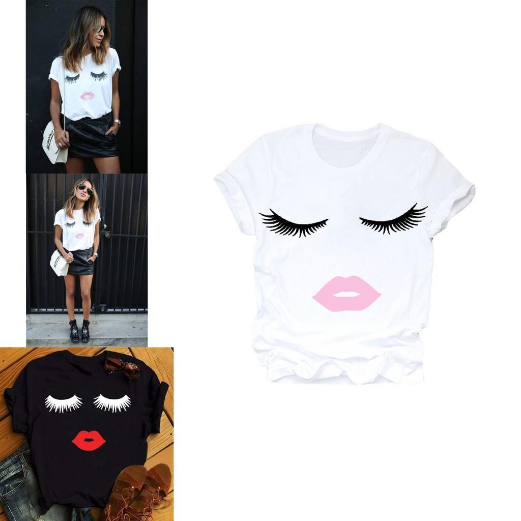 Trendy Women's Short Sleeve Graphic T-shirt With Black And White Print For Stylish Streetwear