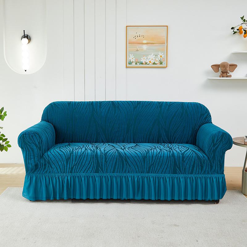Jacquard Skirt Sofa Cover Image Corrugated All-Inclusive Elastic Sofa Cover Thickened Non-Slip Universal In All Seasons