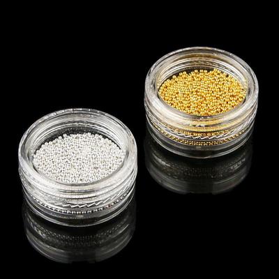 1mm Gold/Silver Steel Micro Beads for Nail Art, 2.5g Bottle