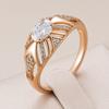 Luxury Shiny Oval Natural Zirconia Ethnic Bride Ring For Women  Rose Gold Color Wedding Accessories Daily Fine Jewelry