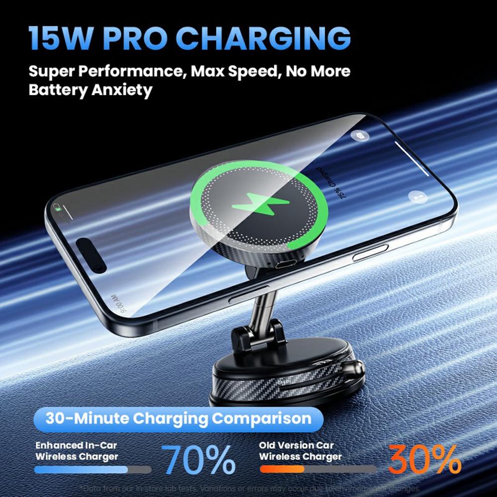 HONNOBE A14 Magnetic Wireless Charging Phone Mount Vacuum Suction 15W Fast Charger Phone Stand For Dashboard Windshield