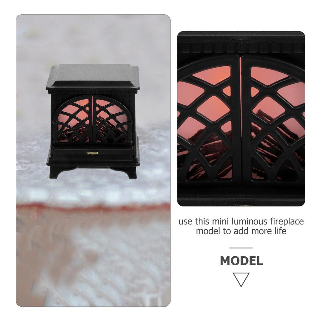 Mini Plastic Luminous Fireplace Miniature House Accessories Mini Fireplace Decoration for Tiny House DIY Craft Prop