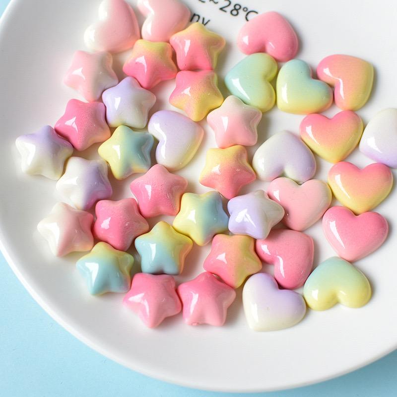 10 Pcs New Cartoon Sweet Gradient Color Love Pentagram Peach Heart Resin Scrapbook Diy Decorative Jewelry Accessories A83
