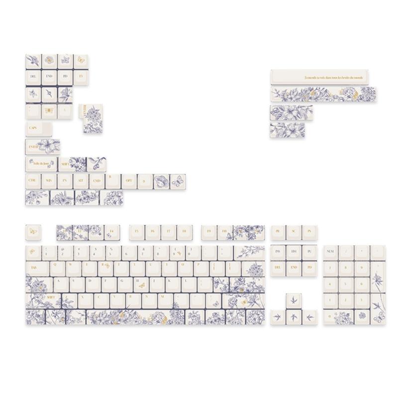 French Embroidery Theme PBT Keycaps DyeSub Keycap Set for Mechanical Keyboard Switches 7u 2.25u 2.75u Spacebar