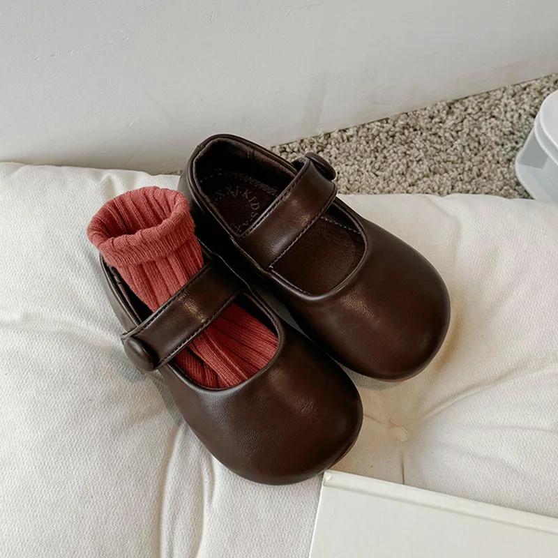 Fashion Girls' Shoes Spring New Kids Shoes British Style Child Leather Shoe Soft Soled Girls' Leather Shoe Anti Slip Casual Shoe