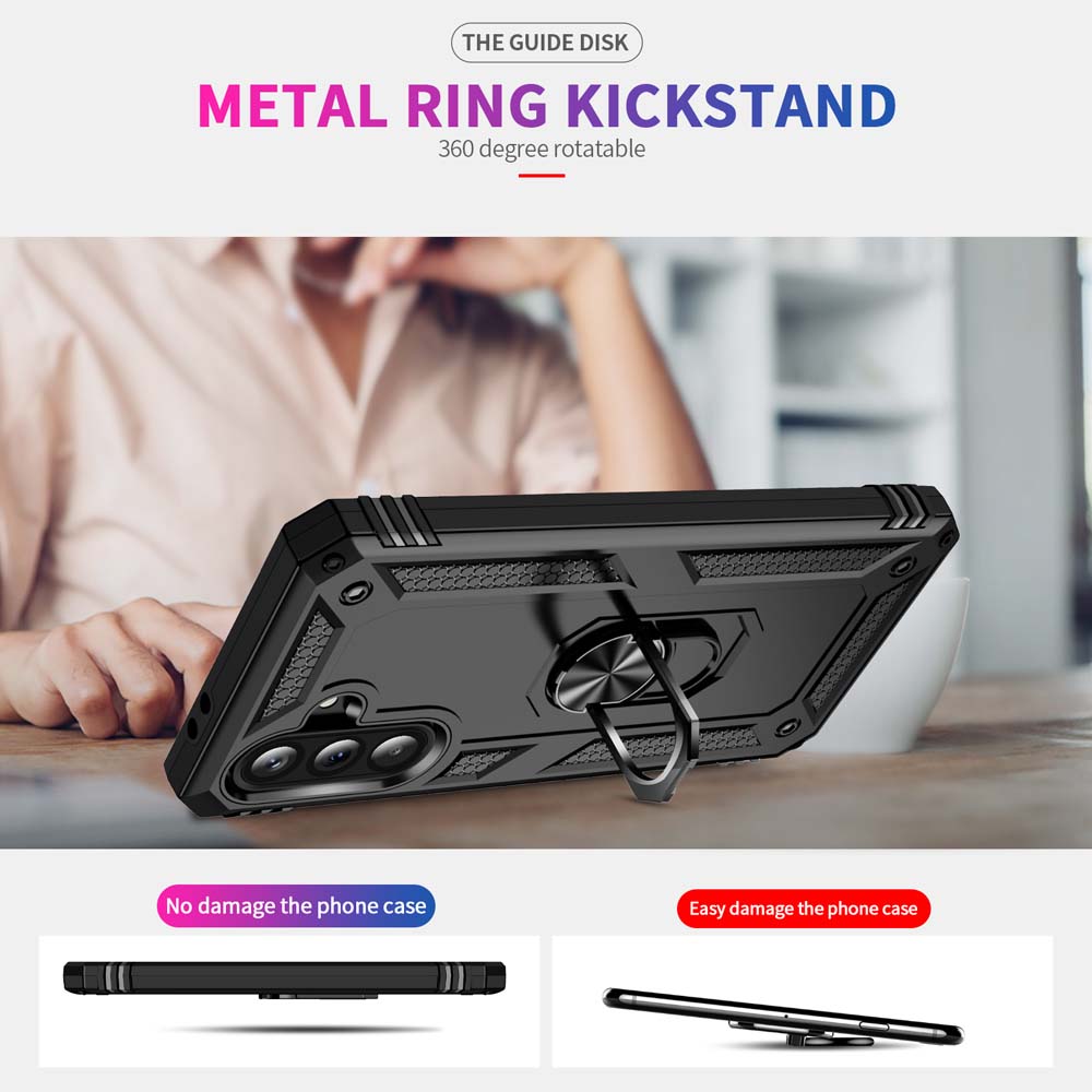 High End Armor Car Magnetic Phone Case for Samsung Galaxy A57 A37 A27 A17 A07 A56 A36 A26 5G Metal Ring 360° Rotatable Bracket Shockproof Bumper Cover