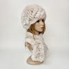 Winter Warm Rabbit Fur Hat Scarf Set Natural Fur Knitted Shawl High Elastic Women Beanie