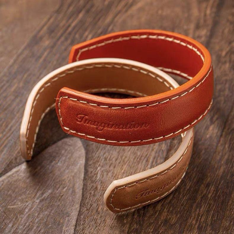Leather Tooling Retro Vegetable Tanned Bracelet Leather Bracelet Open Half Bracelet Jewelry