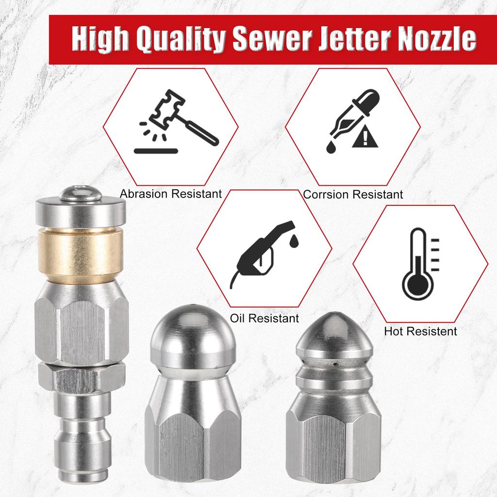4pcs Set Robust And Durable Drain Jetting Hose Spray Nozzle Efficient Cleaning Easy To Install