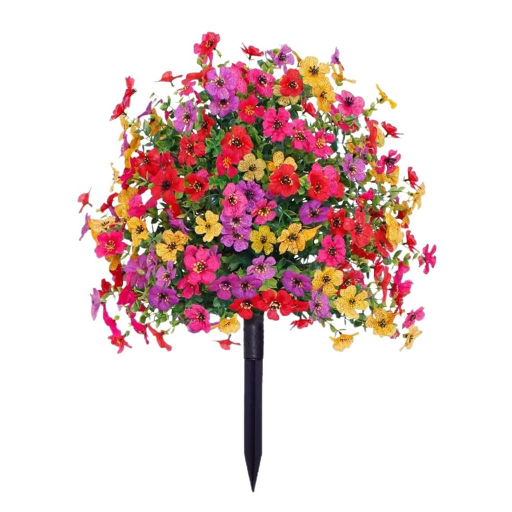 23.62 in Faux Flower Garden Stakes with Ground Stake Fake Outdoor Flowers Multicolor No Fade Easy Install for Yard Lawn Decor