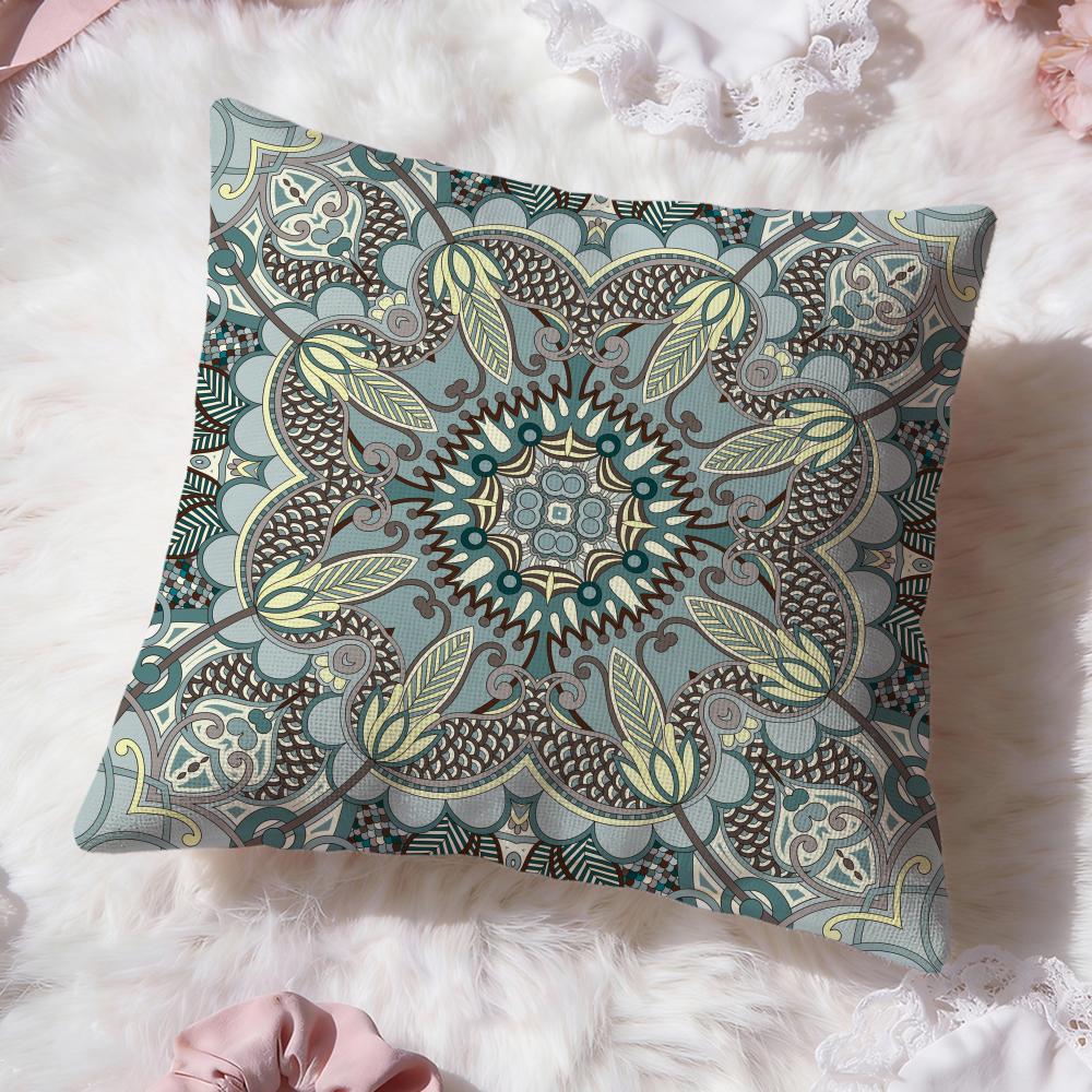 Boho Mandala Floral Pattern Cushion Cover Premium Comfort Reversible Pillow Cove -Two In One Design for Any Room & Car Interior