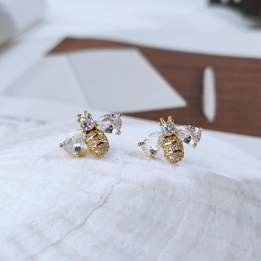 

Bee Stud Earrings Honey Bees Studs Earrings Handmade Jewelry Pushback Closure Earrings Minimalist Fashionable Gift for