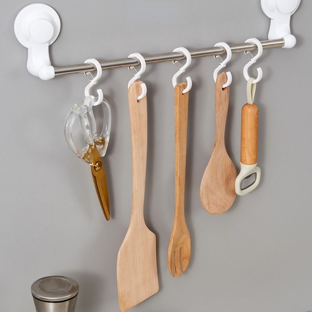 Wear-resistant Windproof Lock Hook S Shaped Shower Curtain Hooks Practical Crossbar Clothes Hook