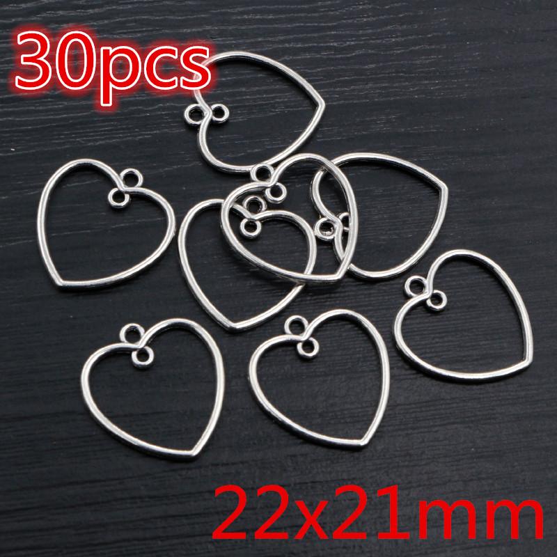 New Fashion Antique Silver Plated Bronze Heart Chrams Metal Alloy Pendant Charms for DIY Neckalce Jewelry Making Findings
