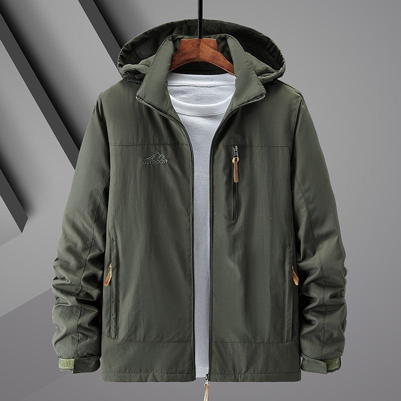 Men's Waterproof Breathable Outdoor Jacket with Detachable Hood - Spring/Autumn Plus Size Windbreaker & Sport Casual Outerwear.