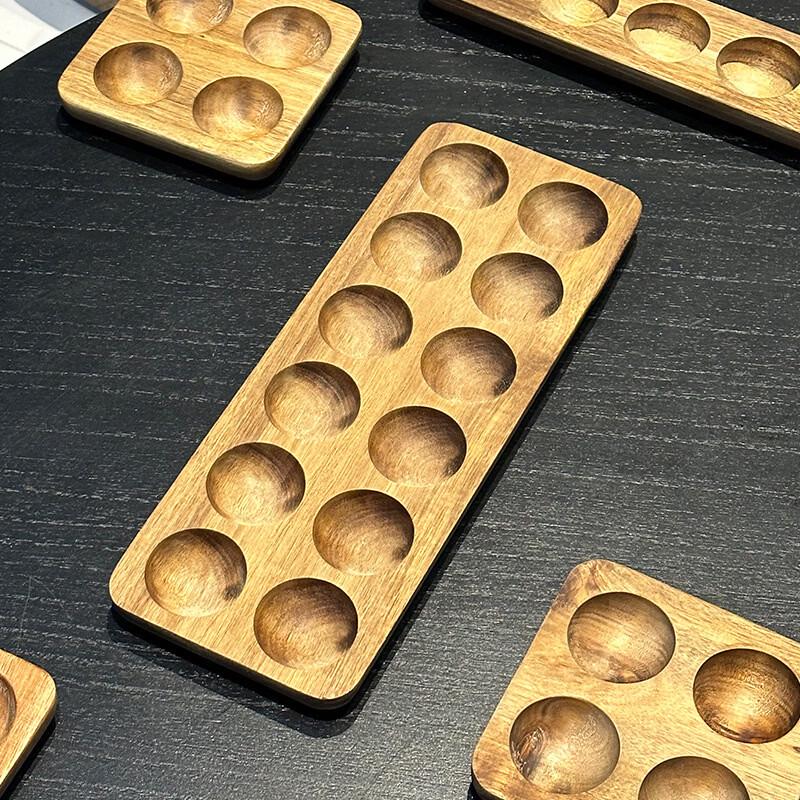 OLOEY 12-Slot Solid Wood Egg Storage Box