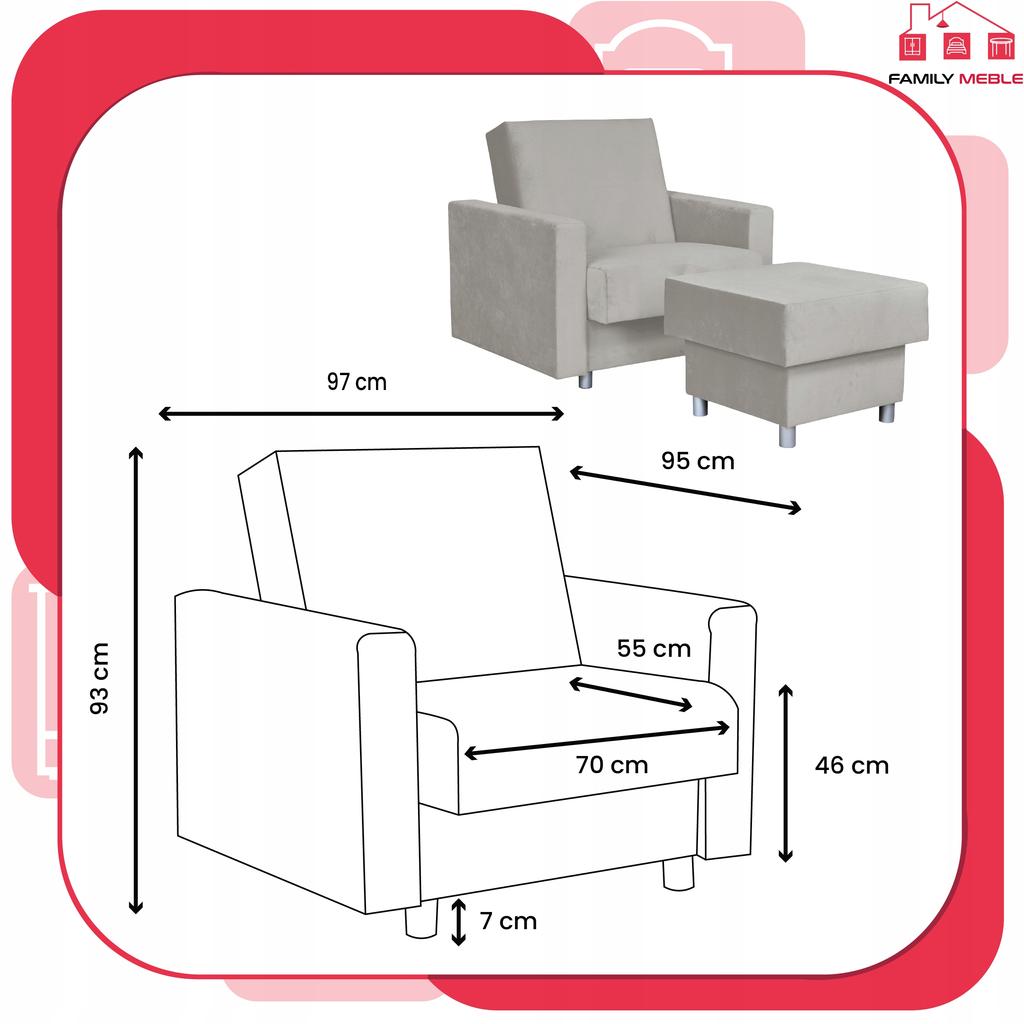 Alicja Reclining Armchair with Sleeping Footrest and Storage Family Meble