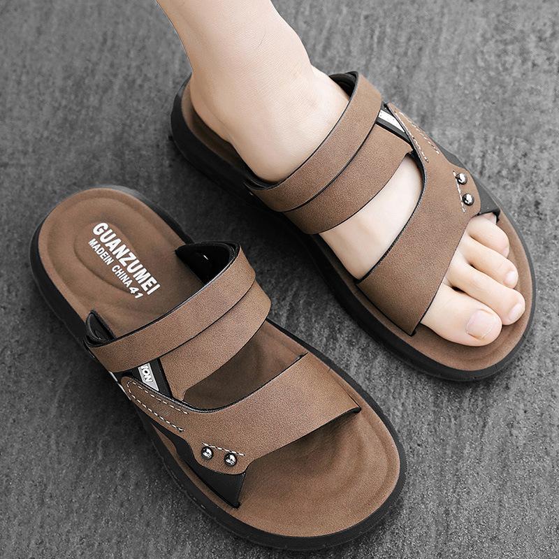 

Sandals men s 2025 new thick-soled beach summer outer wear dad non-slip and wear-resistant dual-purpose driving cool slippers 45 хаки