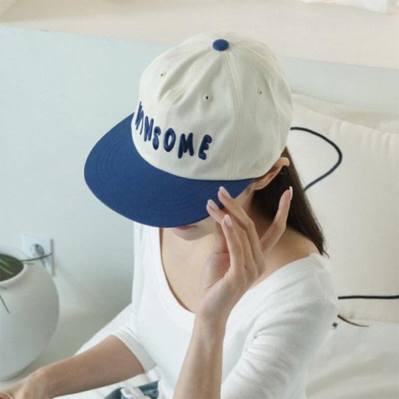 Women s Cursive Two-Color Camp Cap C8045_Black