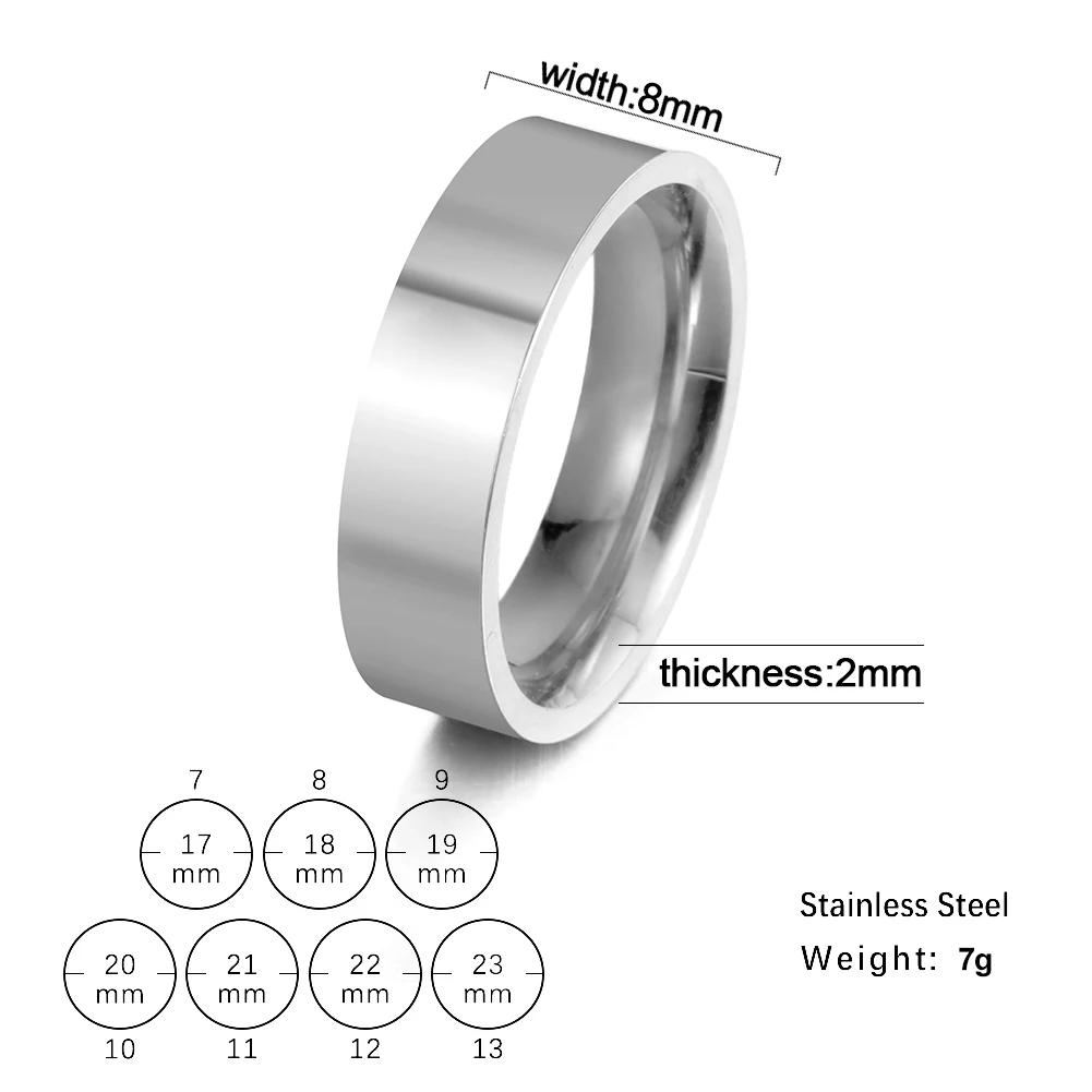 

6mm/8mm Wide Stainless Steel Rings for Men Women Simple Smooth Gold Color Black Anniversary Ring Wedding Jewelry Wholesale 7