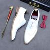 Fashion New White Shoes for Men Leather Shoes Men's Business Dress Breathable Leather Shoe British Lace-up Fashion Wedding Party