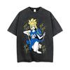 Washed Vintage Anime Dr. Stone Kohaku Graphic T Shirts Men Women Casual Fashion Short Sleeve T-shirts Men's Manga Oversized Tees