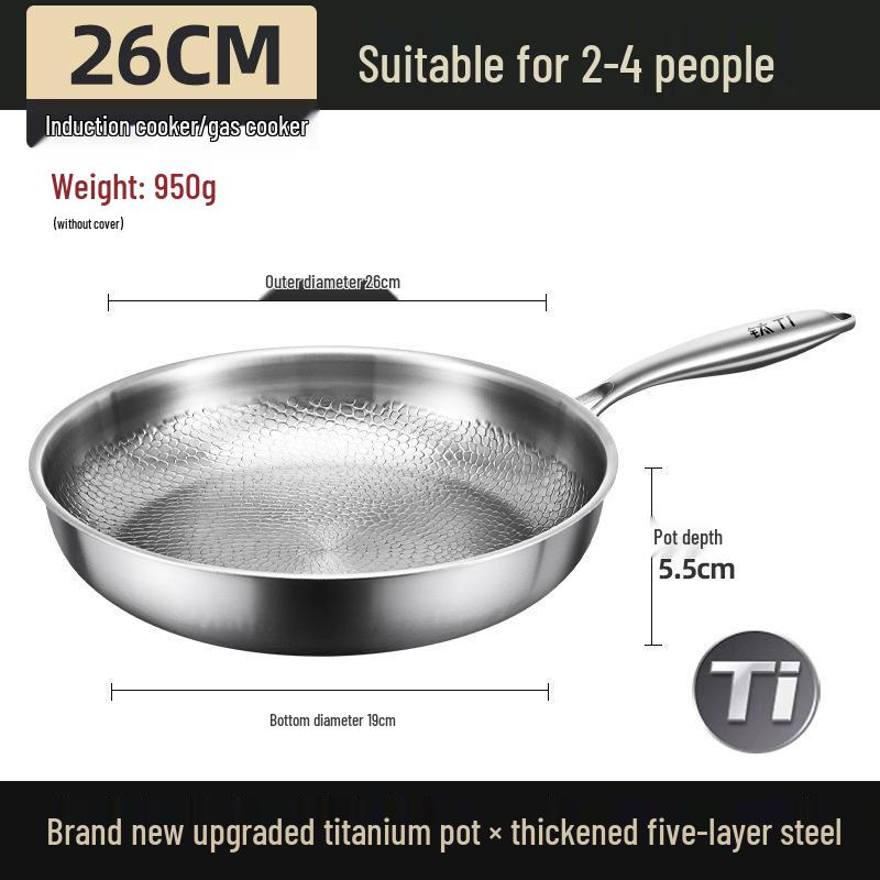 Непокрытая титановая стальная чеканная сковорода и вок с антипригарным сплавом для индукционных плит