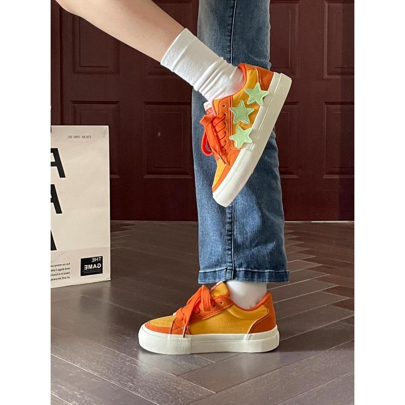 Niche sunset orange retro star board shoes women's 2 new versatile student orange sports bread shoes