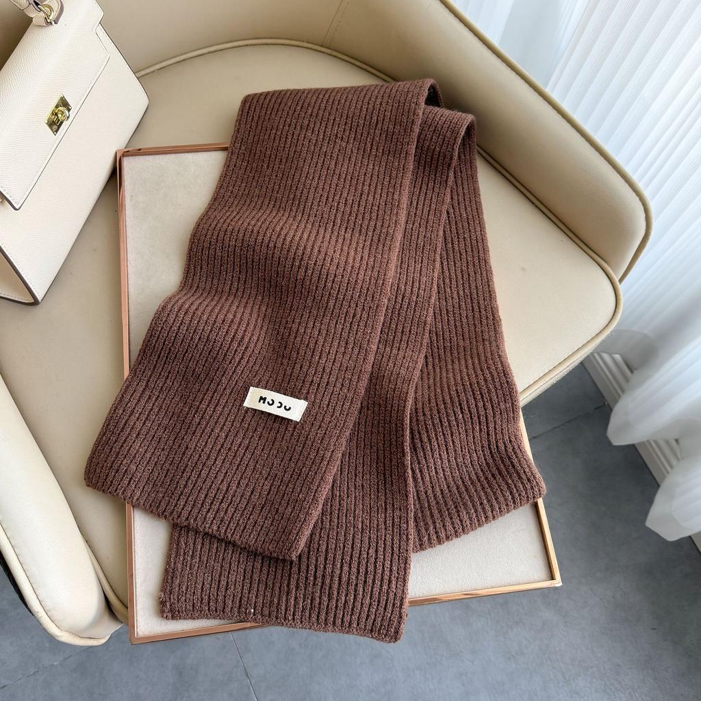 New Autumn and Winter Knitted Scarf Women's Fashion Classic Solid Color Versatile Scarf Simple Korean Version Thickened Warm Small Scarf
