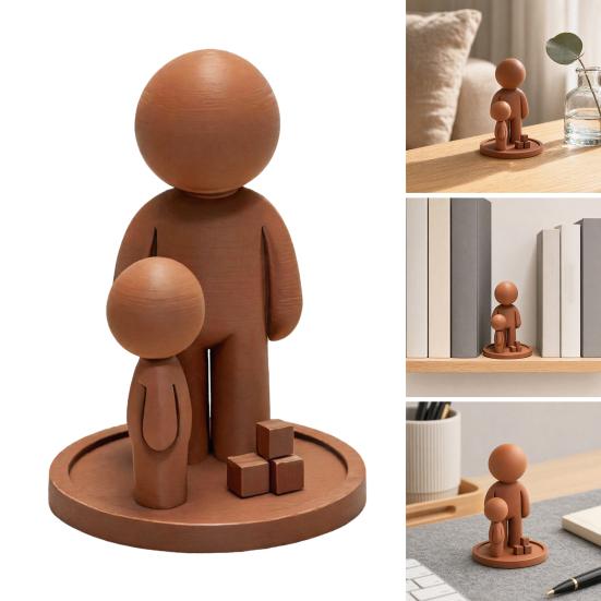 Son To Dad Appreciation Gift 3D Printed Father And Figurine, Sculpture, Creative Idea Child Figurine for Home Decor Father's Day Gratitude Love