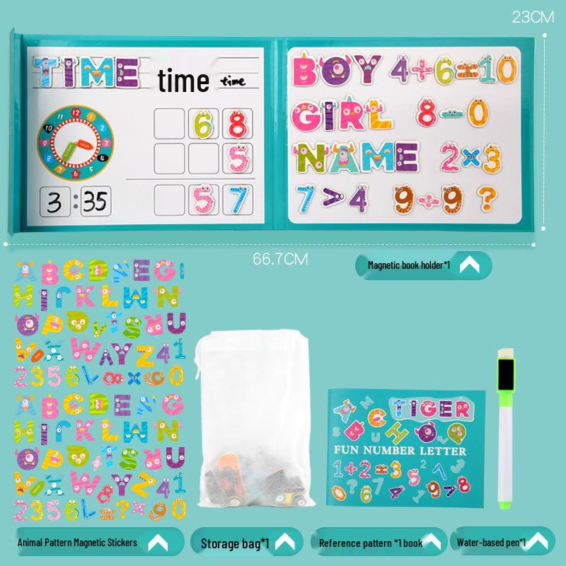 Interactive Magnetic Puzzle & Drawing Quiet Book: Early Education with Animal & Transportation Scenes