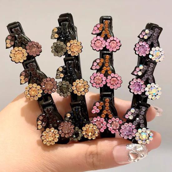 

Yousheng 2/3/4 шт. Женские плетеные заколки для волос со сверкающими стразами, вишневыми бабочками, клеверным декором, двухслойные челки, шпильки, аксессуары для волос C