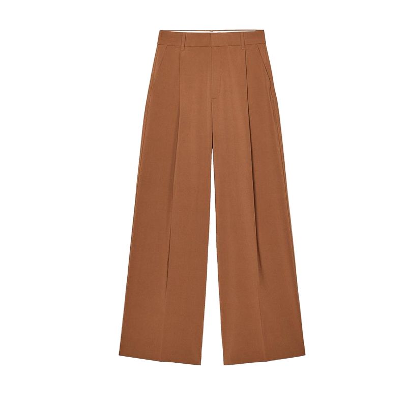

With Belt Loose Fashion Suit Outwear 2010735 Normcore Loose Plaid High Waist Pleated Pants 3152413 Brown pants L