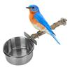 Parrots Stainless Steel Feeding Cups with Clamp Holder Birds Water Food Bowl Stand