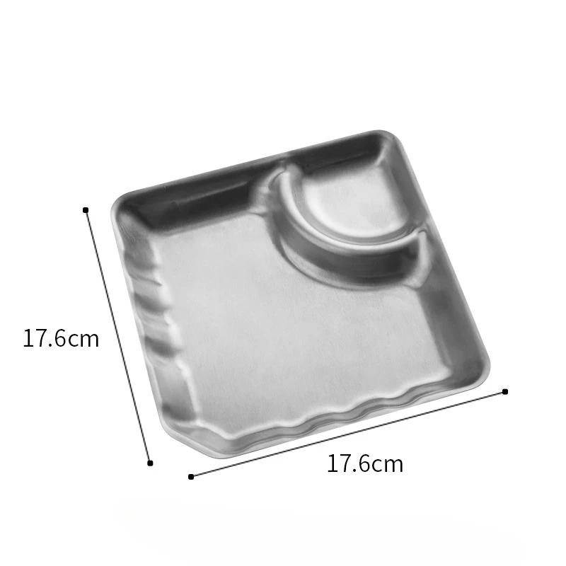 Stainless Steel Compartmentalized Snack Plate Gold Fried Chicken Sauce Dessert Bread Tray Silver with Vinegar Dish Rice Plates