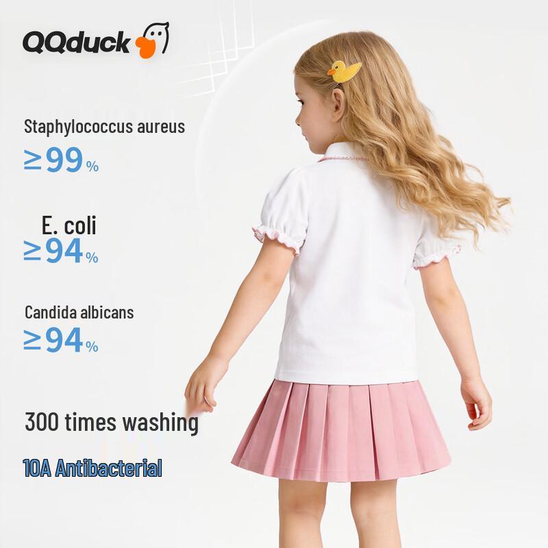 QQ DUCK Girls' Tulip Doll Collar Short Sleeve Polo T-shirt