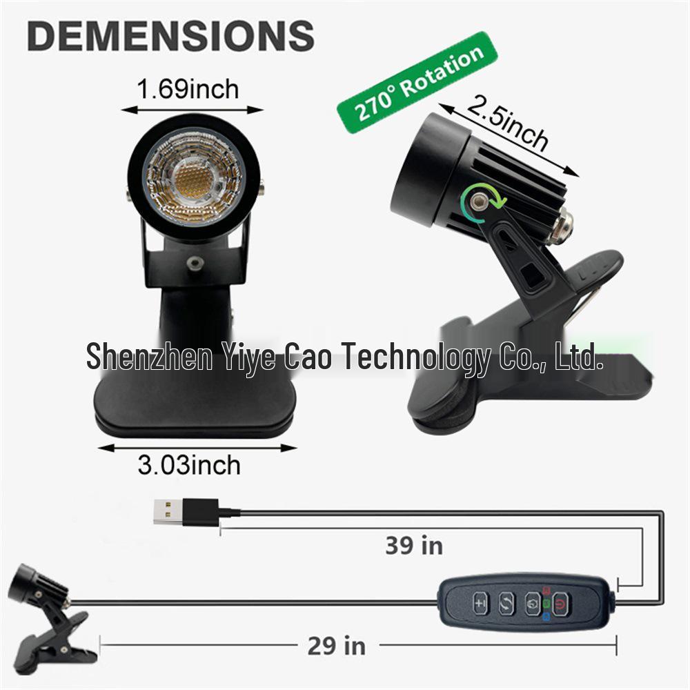 3-Color Dimming 5W LED Clip Spotlight for Exhibitions, Weddings, Ads, and Desktops